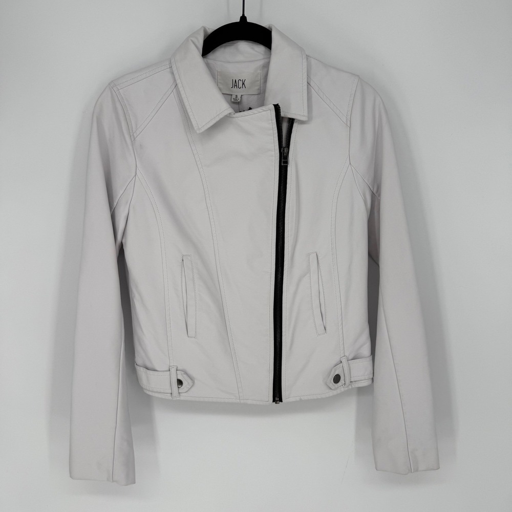 JACK KENICKIE FAUX LEATHER MOTO JACKET WHITE NWT SMALL